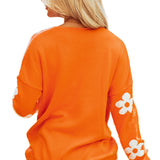 Black Floral Print Knitted Open Front Loose Cardigan