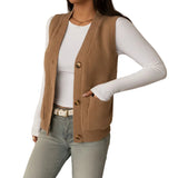 Women's Loose Single-Breasted Knit Sweater Vest