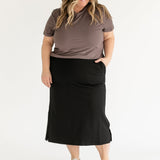 Abbie Mesh Detail Knit Midi Skirt