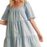 Aemi + Co Square Neck Half Sleeve Tiered Dress