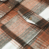 Gold Flame & Grey Plaid Button Up Collared Flannel Shacket