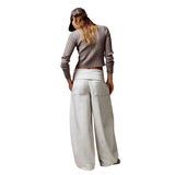 High-Waist Wide-Leg Casual Pants