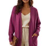 Longline Open-Front Cardigan | Oversized Knit with Patch Pockets