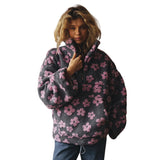 Winter Flowers Lambskin Sweatshirt Women | Cozy Zip-Up Pocket Pullover