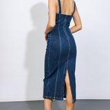 A GREATER LOVE DENIM MIDI DRESS