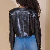 AT THE START FAUX LEATHER BOLERO JACKET