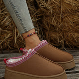 Chestnut Contrast Print Suede Plush Lined Snow Boots