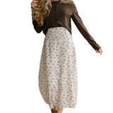 Braylyn Brown Floral Midi Skirt