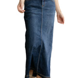 Bria Dark Wash Denim Maxi Skirt