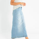 Bria Light Wash Denim Maxi Skirt