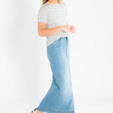 Bria Light Wash Denim Maxi Skirt