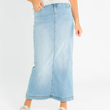 Bria Light Wash Denim Maxi Skirt