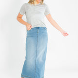 Bria Light Wash Denim Maxi Skirt