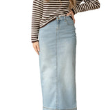 Bria Light Wash Denim Maxi Skirt