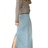 Bria Light Wash Denim Maxi Skirt