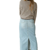 Bria Light Wash Denim Maxi Skirt