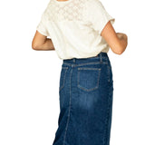 Bryn Dark Wash Denim Midi Skirt