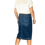Bryn Dark Wash Denim Midi Skirt