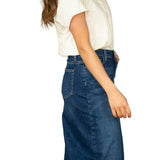Bryn Dark Wash Denim Midi Skirt