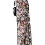 Brown Floral Print High Waist Maxi Skirt