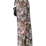 Brown Floral Print High Waist Maxi Skirt
