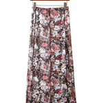 Brown Floral Print High Waist Maxi Skirt