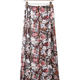 Brown Floral Print High Waist Maxi Skirt