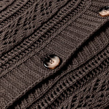 Dark Khaki Open Knit Drop Shoulder Sweater Cardigan