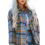 Orange Plaid Print Loose Vintage Shirt