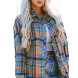 Orange Plaid Print Loose Vintage Shirt