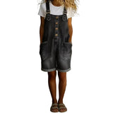 Women’s High-Waisted Sleeveless Denim Shorts Jumpsuit