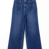 Sail Blue Wide Leg Pocketed High Waist Jeans
