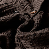 Dark Khaki Open Knit Drop Shoulder Sweater Cardigan