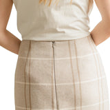 Calista Plaid Wool Midi Pencil Skirt