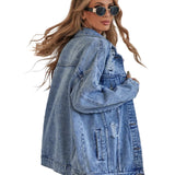Women's Distressed Boyfriend Denim Jacket