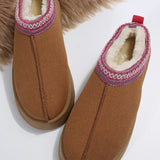 Chestnut Contrast Print Suede Plush Lined Snow Boots