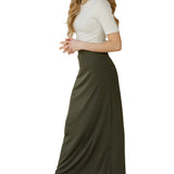 Clarise Olive Premium Knit Maxi Skirt