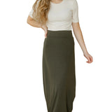 Clarise Olive Premium Knit Maxi Skirt