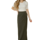 Clarise Olive Premium Knit Maxi Skirt