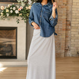Clarise Striped Premium Knit Maxi Skirt