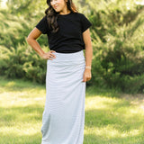 Clarise Striped Premium Knit Maxi Skirt