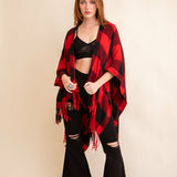 Classic Buffalo Check Tassel Ruana