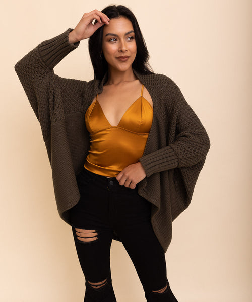 Cozy Chic Bat Wing Bliss Knit Cardigan