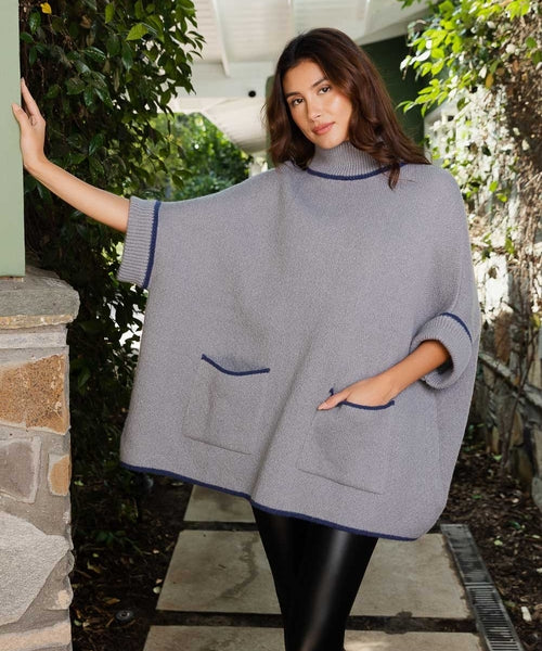 CozyCove Turtle Neck Poncho with Easy Sleeves