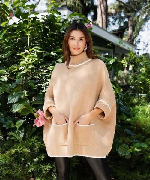 CozyCove Turtle Neck Poncho with Easy Sleeves