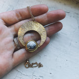 Crescent Moon Pendant with Dendritic Agate