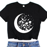 Floral Moon Cropped T-Shirt