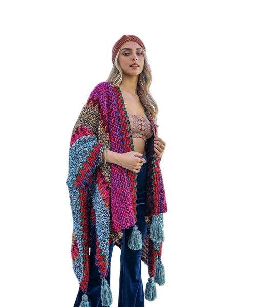 Cuddle Season Crochet Patterned Ruana