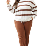 Red Stripe Drop Shoulder Pullover and Jogger Pants Set
