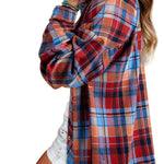 Orange Plaid Print Loose Vintage Shirt